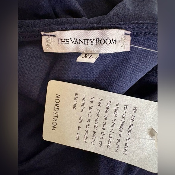 NWT The VANITY ROOM Womens Navy Blue Trumpet Skirt Fit and Flare V-Neck Dress XL - Picture 4 of 4